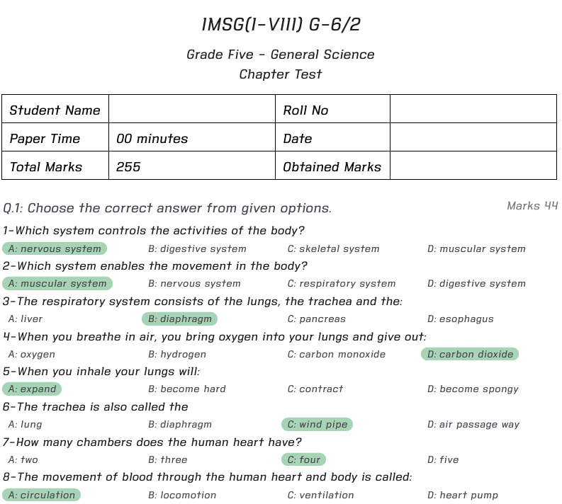Class 5 General Science Chapter Test and Notes