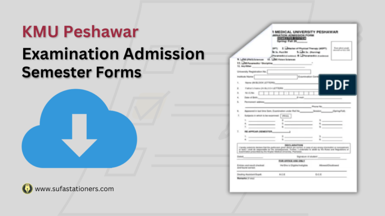 KMU Peshawar Examination Admission Semester Forms